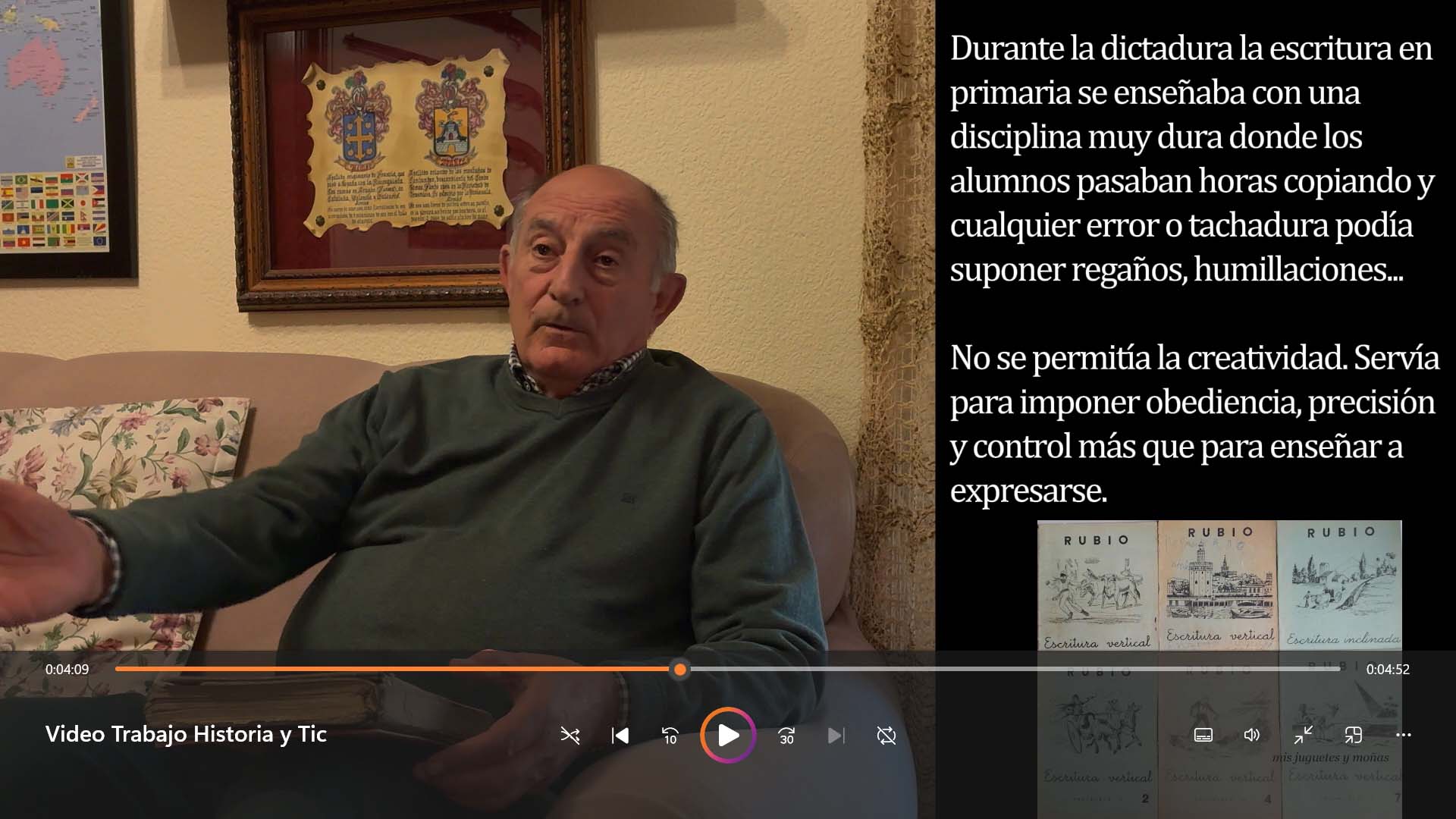La educación durante la etapa franquista; lengua y escritura.